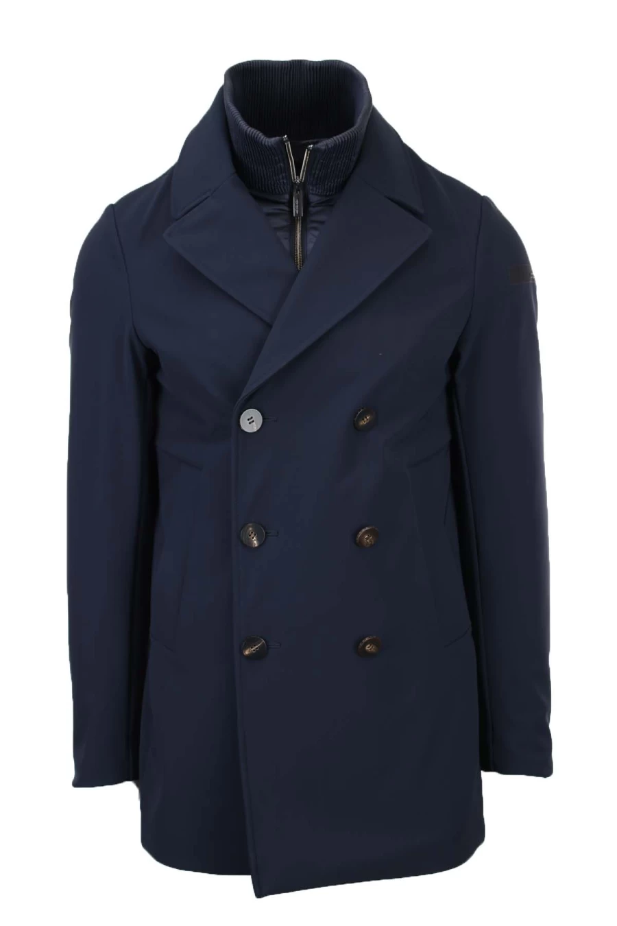 RRD Men's Winter Thermo Lined Double-Breasted Peacoat with Chest Strap - Prestigemodauomo