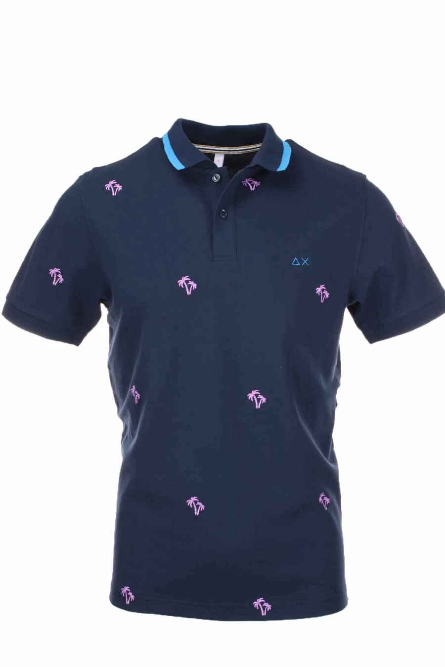 "Sun68 Embroidered Cashmere Polo Shirt - Half Sleeve Luxury Men's Knitwear"