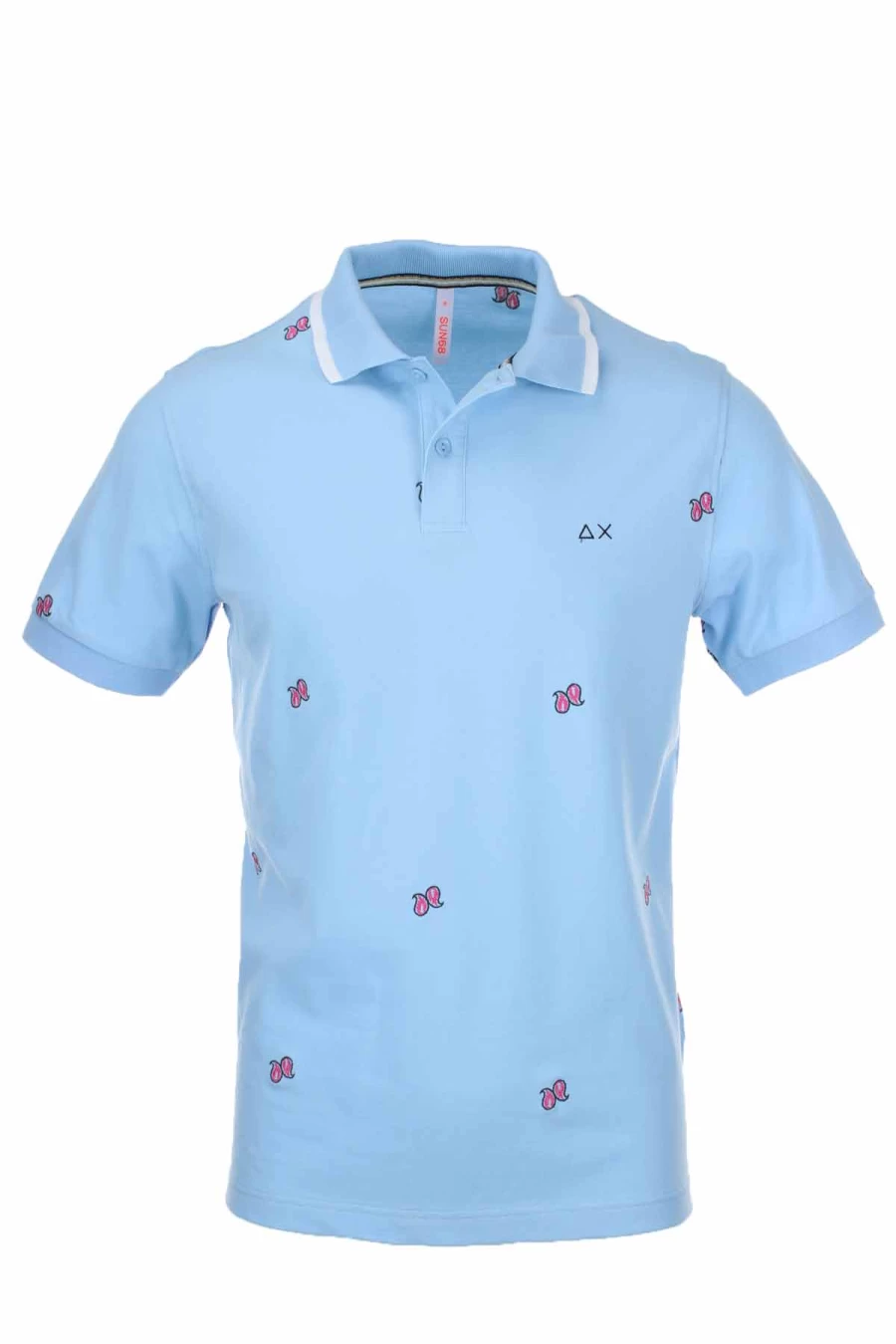 "Sun68 Embroidered Cashmere Polo Shirt - Half Sleeve Luxury Men's Knitwear"